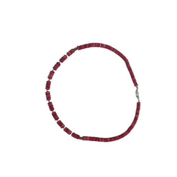 Carnelian Agate Handcrafted Red Beaded Necklace With Silver Accents Sterling Cla - Picture 2 of 5